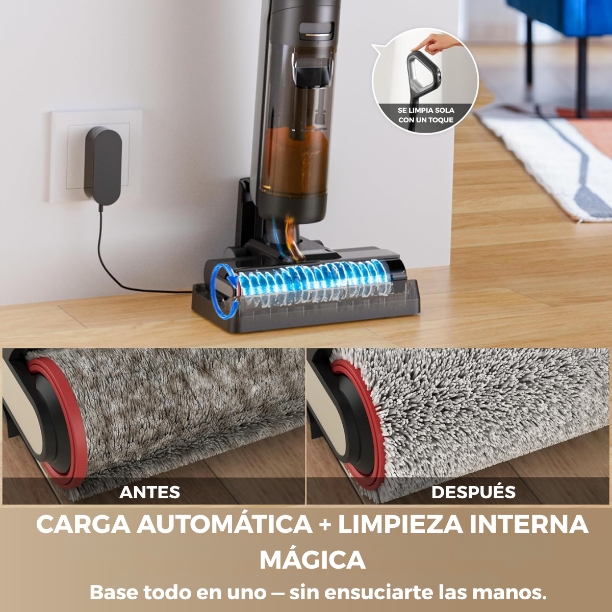 Aspiradora EverClean™ - Aspira, friega y se limpia sola. Así de fácil